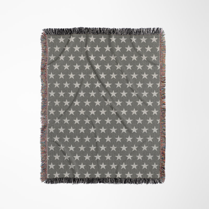 Stella Cotton Blend Blanket Throw, Gray/Off White, 80" L x 60" W