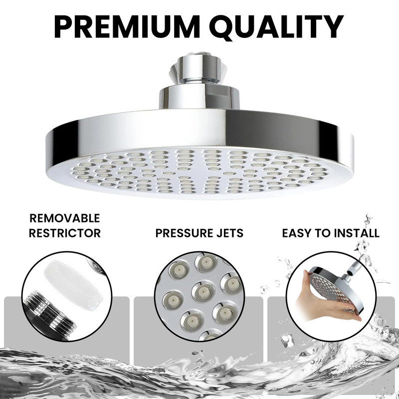 High - Pressure Electroplated Shower Head with Sprinkler Booster & Top Spray Nozzle - Premium Quality, Stylish Design, Silver