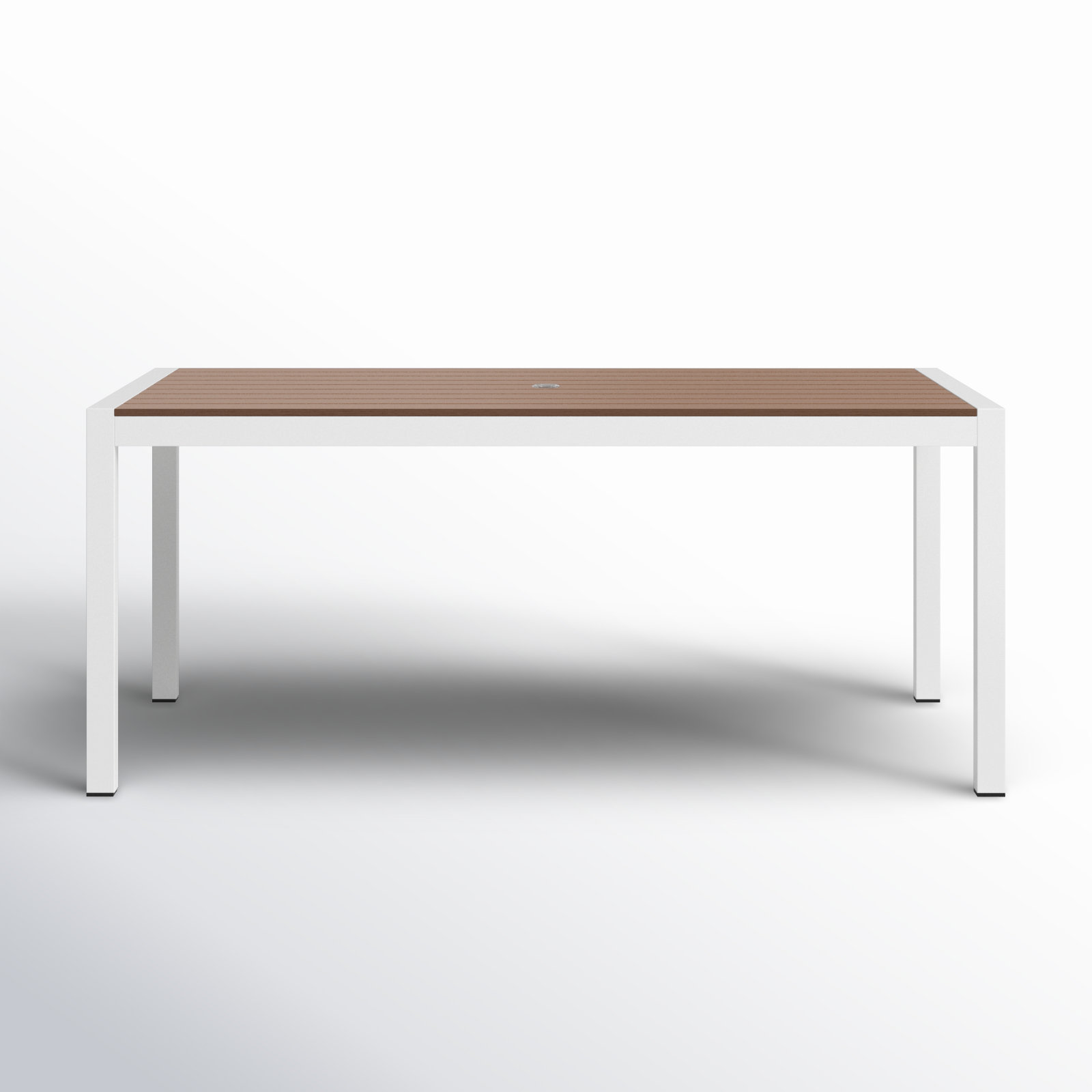 Aynura 71'' Plastic / Acrylic Outdoor Dining Table, Teak, White