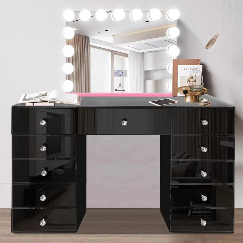 Coiffeuse Hollywood avec miroir, Rose, H 27 x l 31,5
