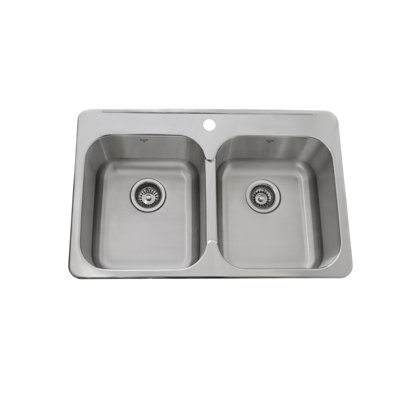 31.29'' L Double Bowl Stainless Steel Kitchen Sink