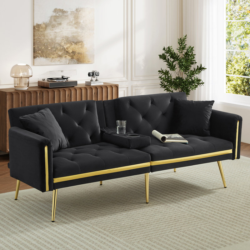2 Seater Velvet Loveseat, Black