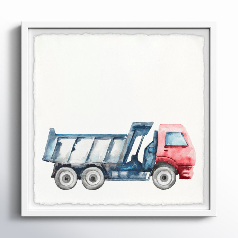 Triptyque de camions et de creuser, H 18 po x l 18 po x P 1,5 po