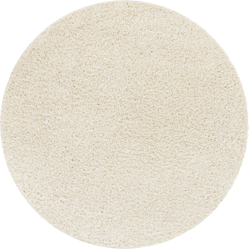Tapis ivoire à poils longs Renesha, Rond 8 pi 2 po