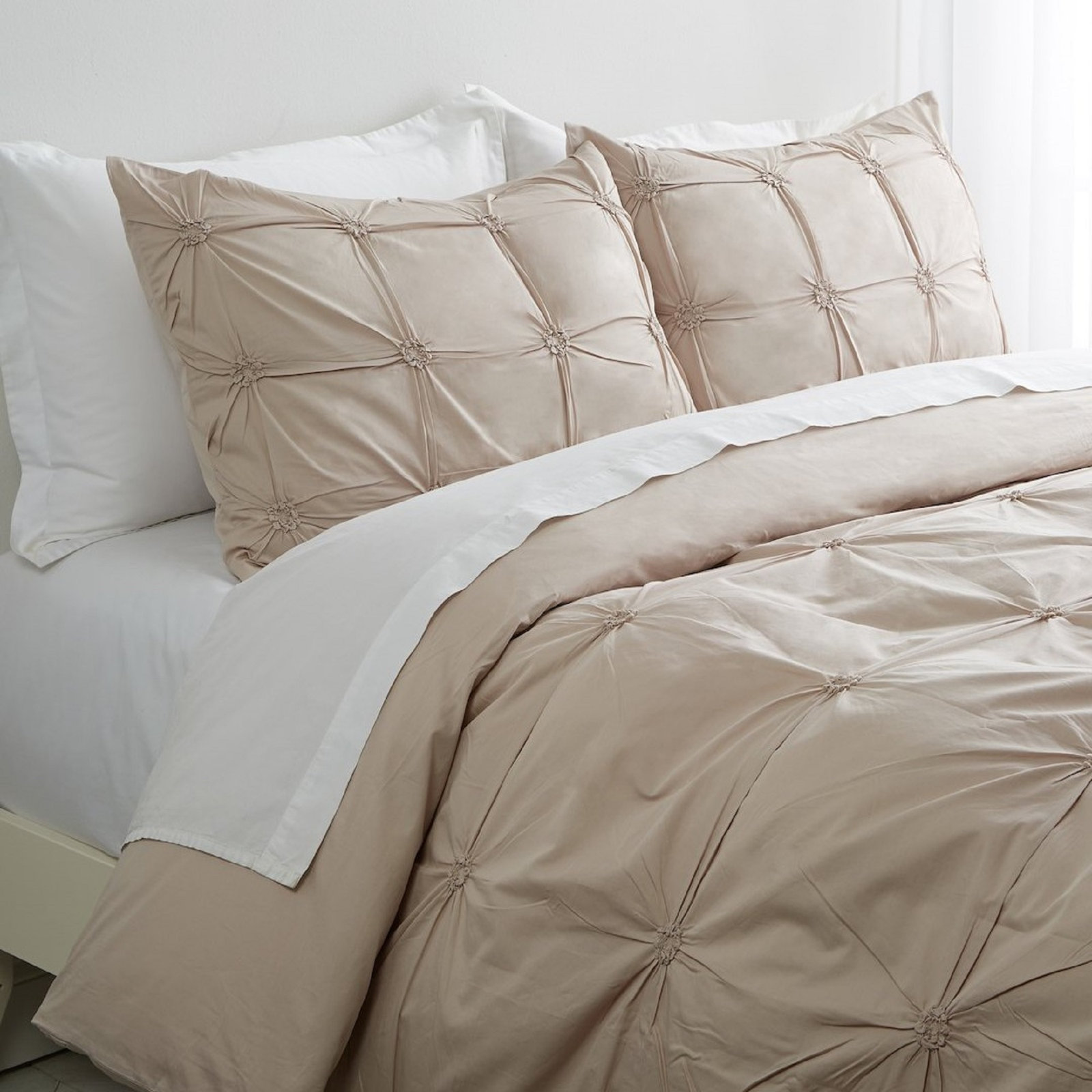 Basile Cotton Duvet Cover Set, Full / Queen, Taupe