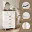 Commode de style champêtre à 5 tiroirs, 70 cm de largeur, grand coffre de rangement pour chambre, salon, entrée, blanc