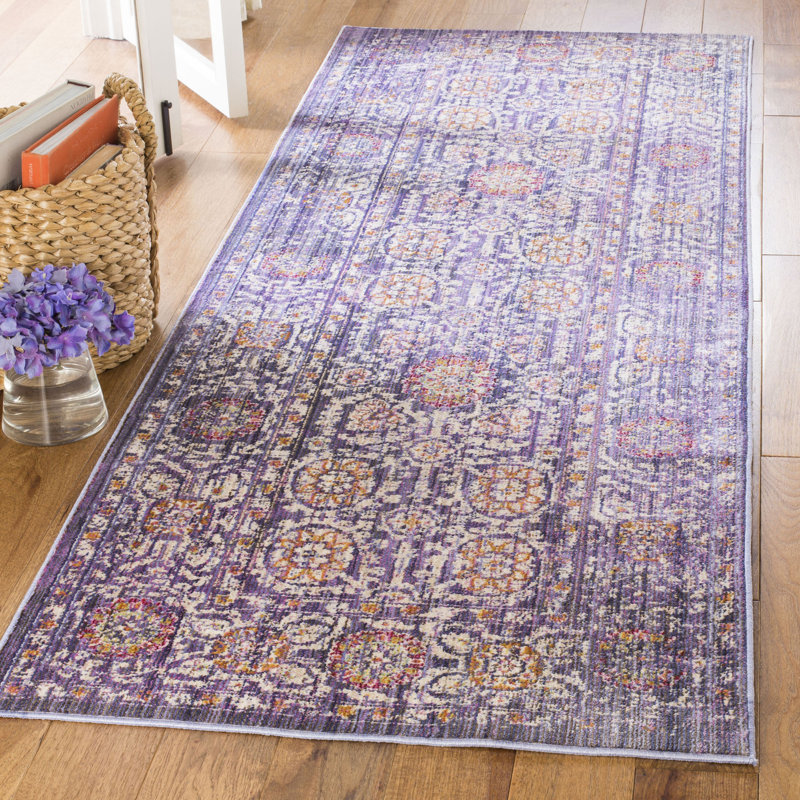 Smead Cotton Beige/Purple Area Rug, Runner 2'9" x 8'