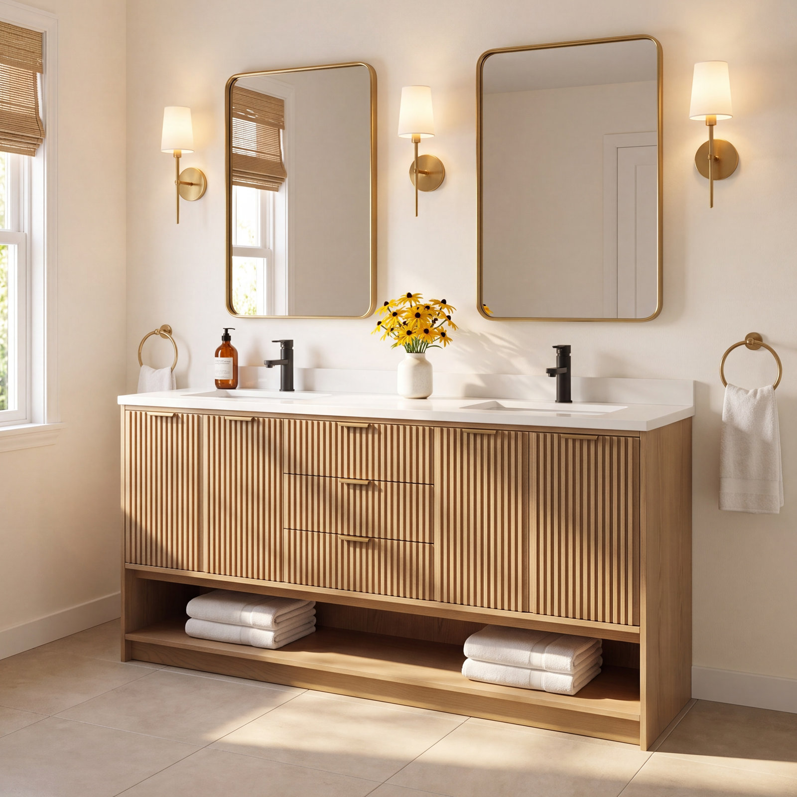 Anelie 72" Oak Double Bathroom Vanity