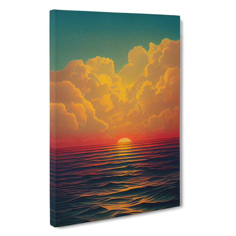 A Beguiling Ocean Sunset - Wrapped Canvas Print, 76cm H x 50cm W x 3cm D