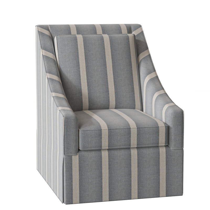 Teagan Upholstered Swivel Armchair, Light Blue and White Stripe; 0256-54