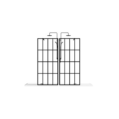 Porte de douche à l'italienne 34 po x 72 po, verre trempé noir, ensemble de fabrication robuste