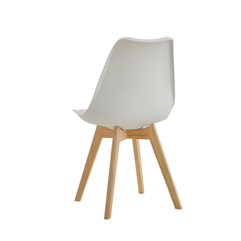 Set Of 4 Dining Room Chairs - Leather Seat Cushion-L 49X D 42X H 83 (White)
