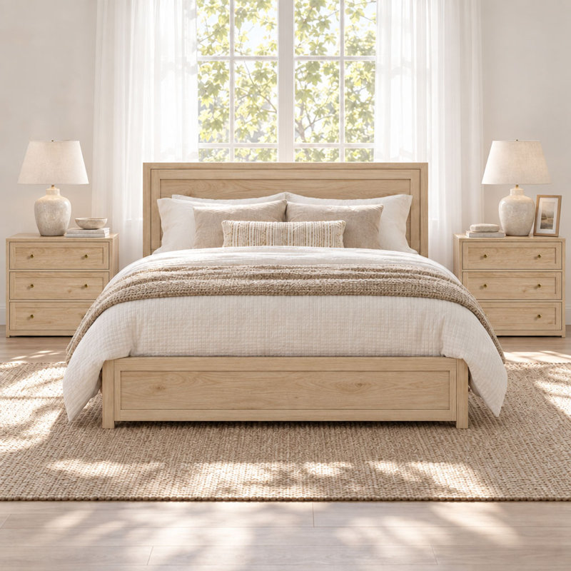 76.2 cm W Bedside Table, Light Oak