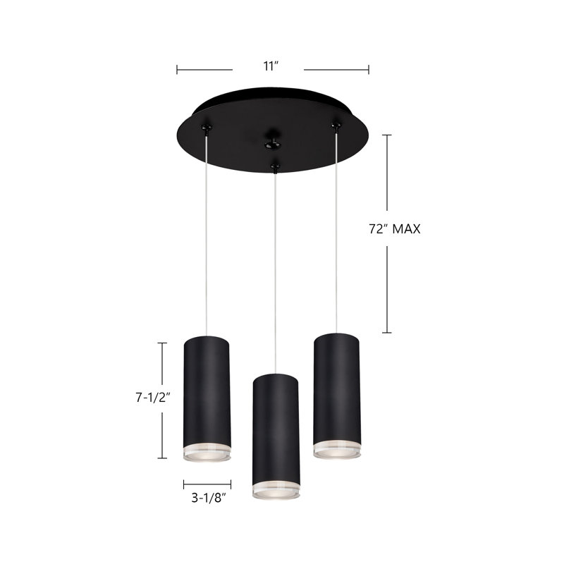 Luminaire suspendu noir 3 lumières Cameo, 25 W, Noir, Trois lumières