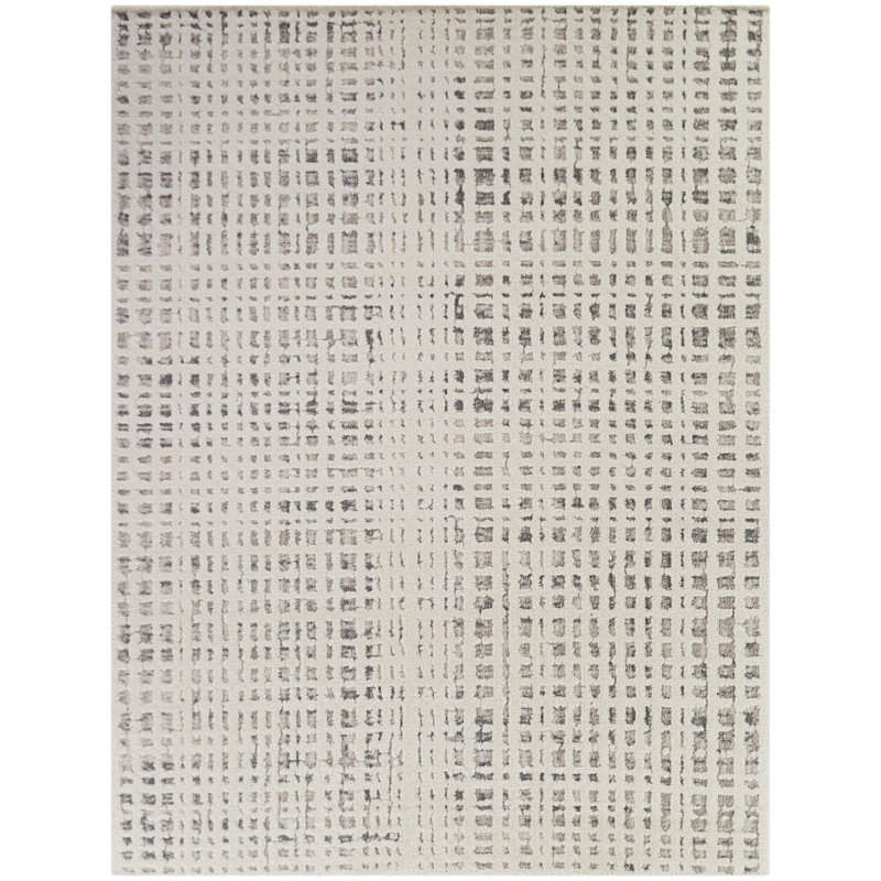 Tapis crème moderne à motif abstrait Lowell, Rectangle 5 pi 3 po x 7 pi