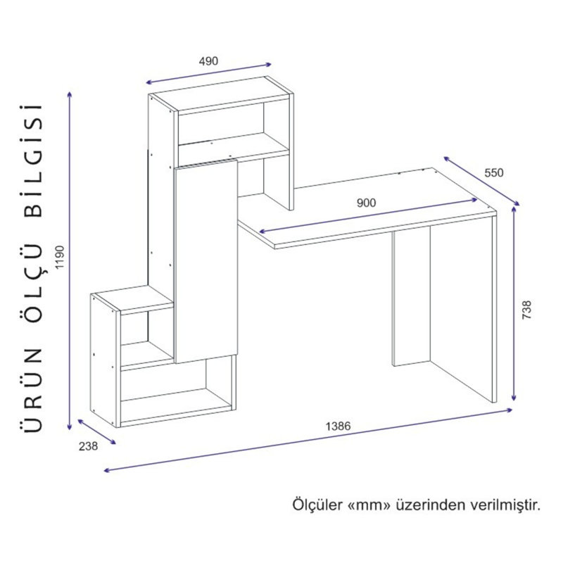 Bureau d'ordinateur Hadeeqah, Noyer / anthracite