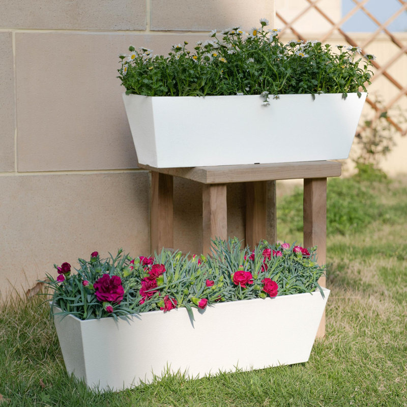 Ensemble de jardinières en plastique 2 pièces, Blanc