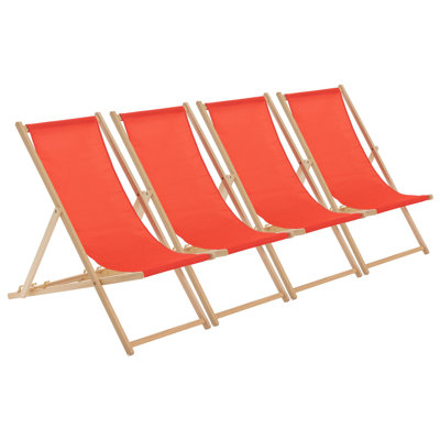 Harbour Housewares - Traditional Wooden Deck Chairs - Set of 4