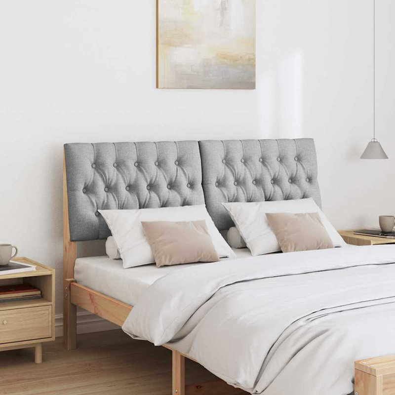 Solid Wood Headboard, Brown, EU Double - 140 x 200 cm, Light Grey
