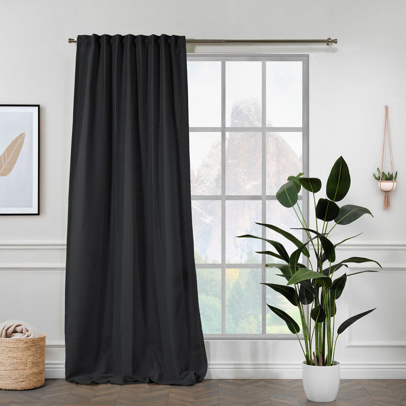 Extra Long & Extra Wide Polyester Decorative Curtain Single Panel, 52" W x 108" L, Anthracite