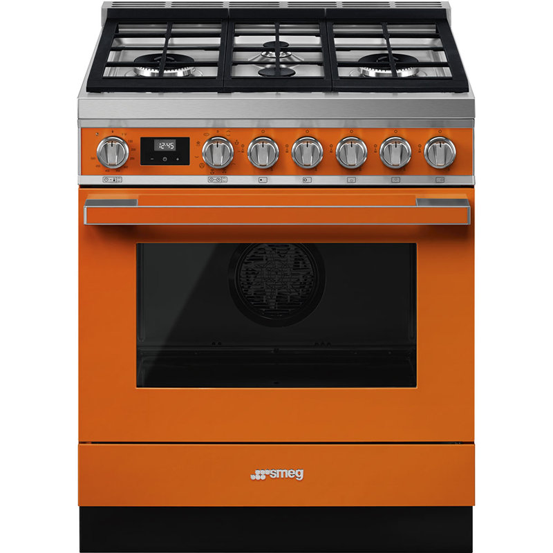 SMEG Portofino 30" 3.6 cu ft. Freestanding Dual Fuel Range, Orange