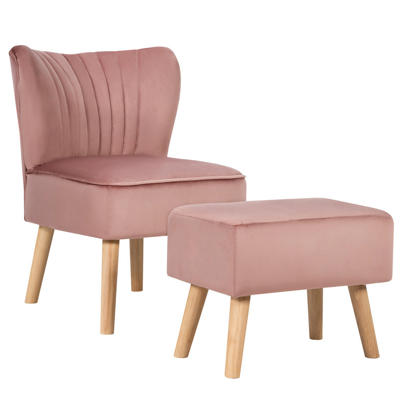 Ellianna Upholstered Slipper Chair With Footstool
