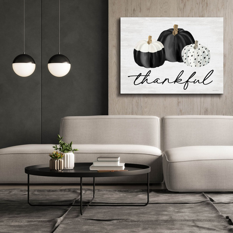  «Thankful», art mural sur toile avec lettres et lignes, 54 po x 40 po