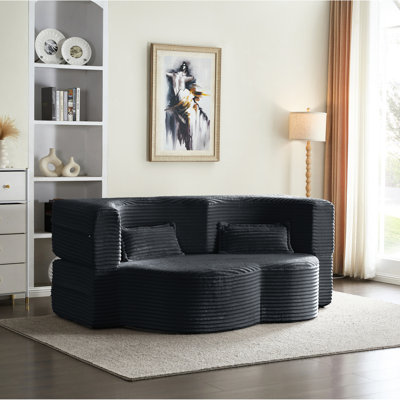Lit double pliant gris foncé pleine grandeur, velours côtelé convertible, support en mousse, 2 coussins, sans assemblage, idéal pour les couchettes de lit mezzanine, revêtement en velours côtelé, structure, option d'économie d'espace