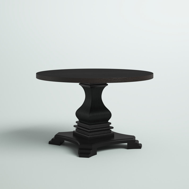 Colton Round Solid Wood Dining Table, Standard (30” Height), Antique Black