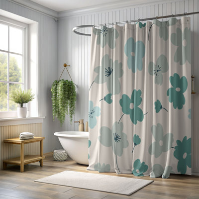 Rideau de douche 1 pièce Teal and Mint Floral Designs