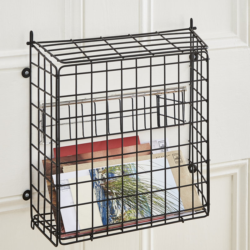 Letter Box Mail Catcher Metal Basket Wooden Doors Only, Black