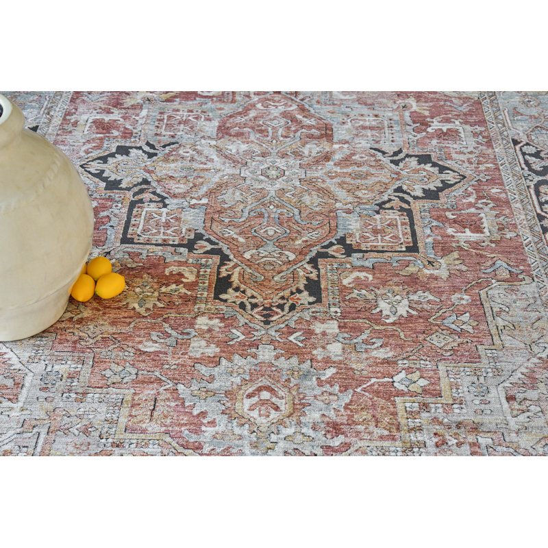 Antique Loom Rust/Black Polyester powerloom Area Rug, Rectangle 12' x 15'
