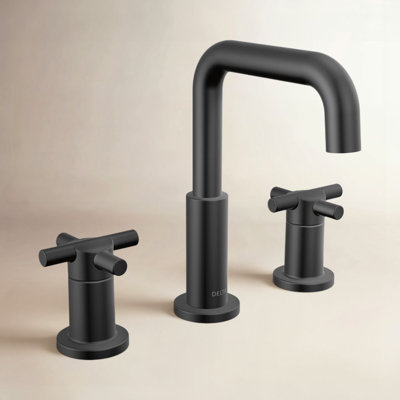 Nicoli Matte Black Bathroom Faucet 3 Hole, 8 Inch Widespread 2-Handle Bathroom Sink Faucet for Vanity, Push-Pop Drain Assembly, Matte Black