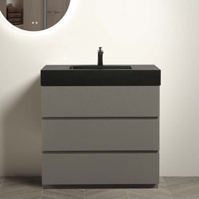 Modern Freestanding Bathroom Vanity With Sink Basin Without Drain And Faucet