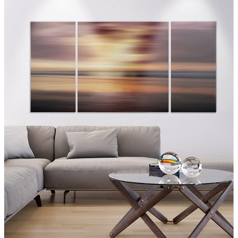«Evening Light», 3 impressions sur toile, H 32 po x l 64 po x P 1,5 po