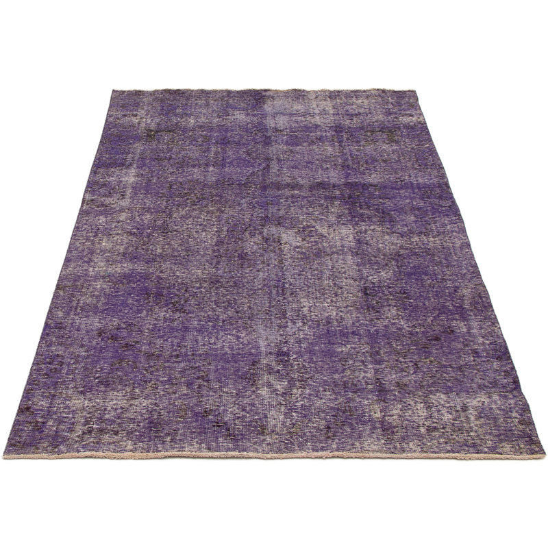 Tapis en laine mauve noué à la main de style années 1990 de conception unique 6 pi x 9 pi 1 po Finlo