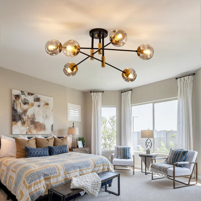 6-Light Semi Flush Mount Ceiling Light with Glass Globe