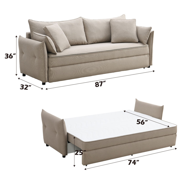 Lit gigogne en tissu avec rangement Irina, Beige