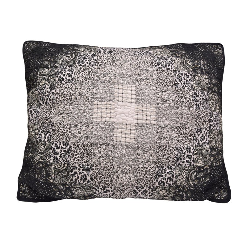 Windsor Many Trips Black and White Cotton Standard Sham