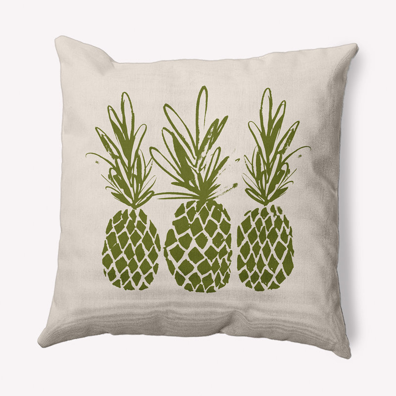 Coussin Pineapples, 18 po x 18 po, Olive