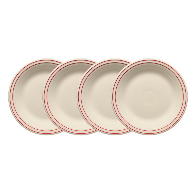 Ensemble de 4 assiettes plates Fiesta Scarlet Band de 10 1/2 pouces Fiesta