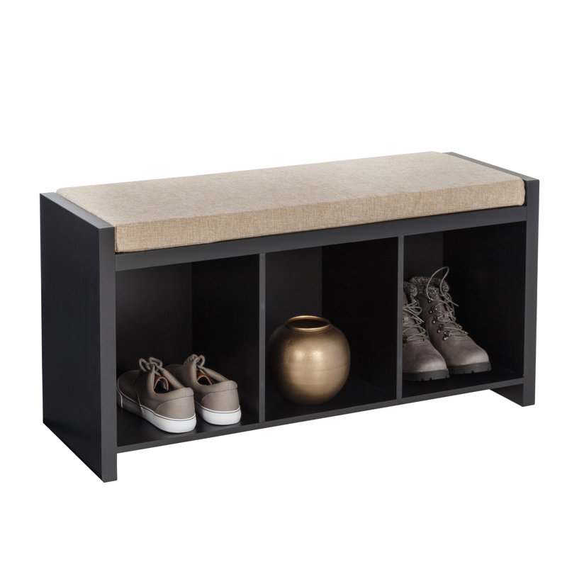 3 Pair Shoe Storage Bench, Black