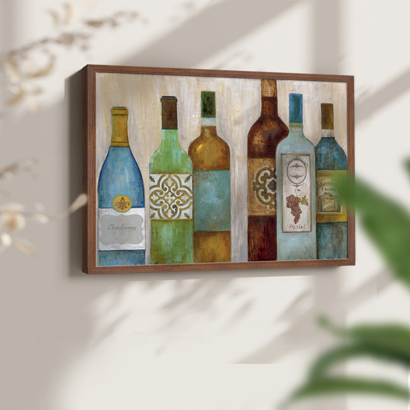 Dégustation de vin - Impression encadrée - Restickable, H 8 po x l 10 po, Noyer
