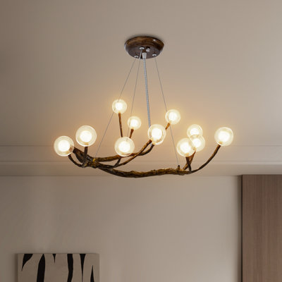 Lustre brun 12 lumières en résine