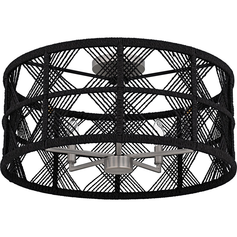 Axford 5-Light Semi-Flush Mount, Nickel, Black