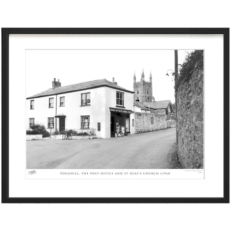 Poughill, The Post Office And St Olafs Church C1960 - Single Picture Frame Print, 28cm H x 36cm W x 2.3cm D