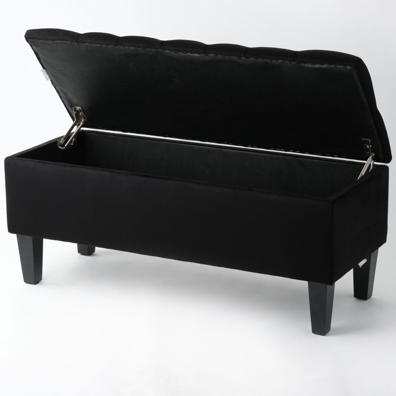 Velvet Upholstered Storage Bench, 42cm H x 60cm W x 40cm D