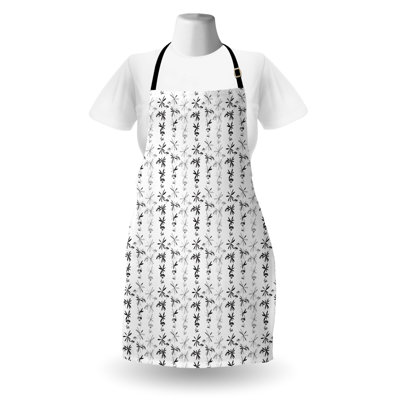 Tablier floral Ambesonne Floraison verticale unisexe taille adulte gris anthracite blanc