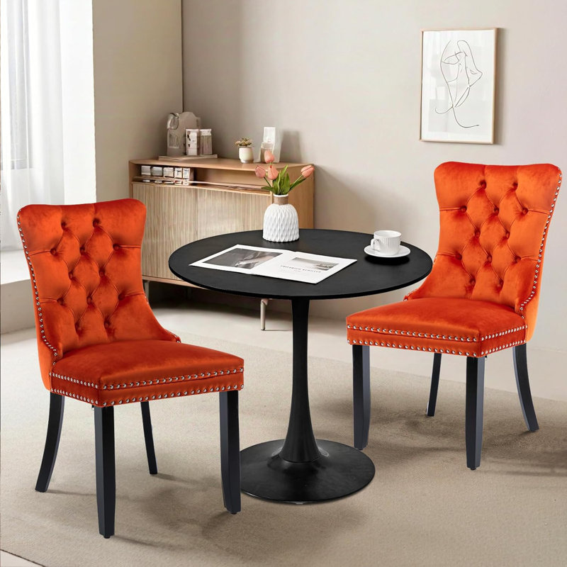 Ensemble de table de salle à manger Aya-Rose, Noir, Orange