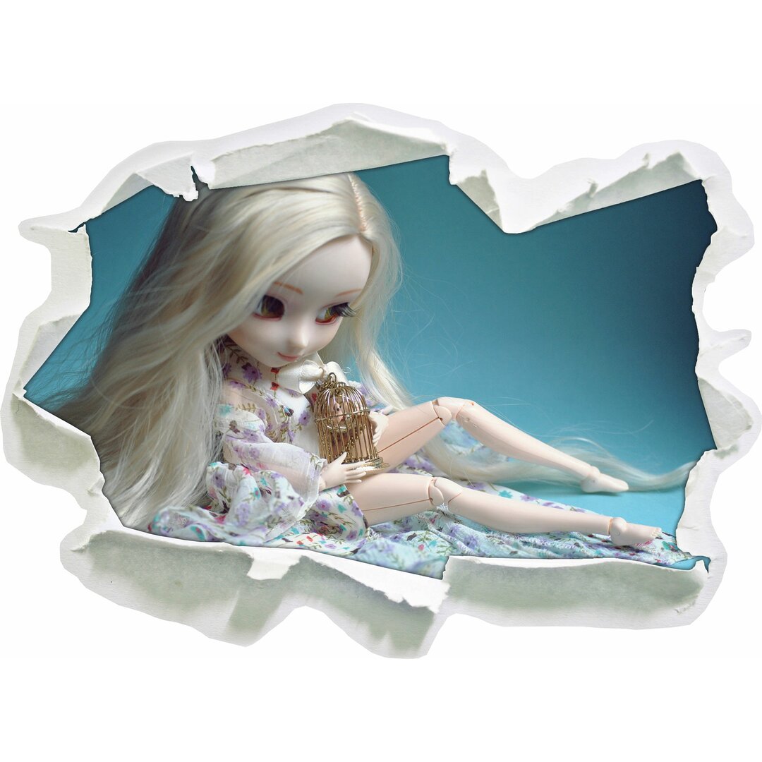 Blonde Pullip Doll mit Vogelkäfig Wandaufkleber